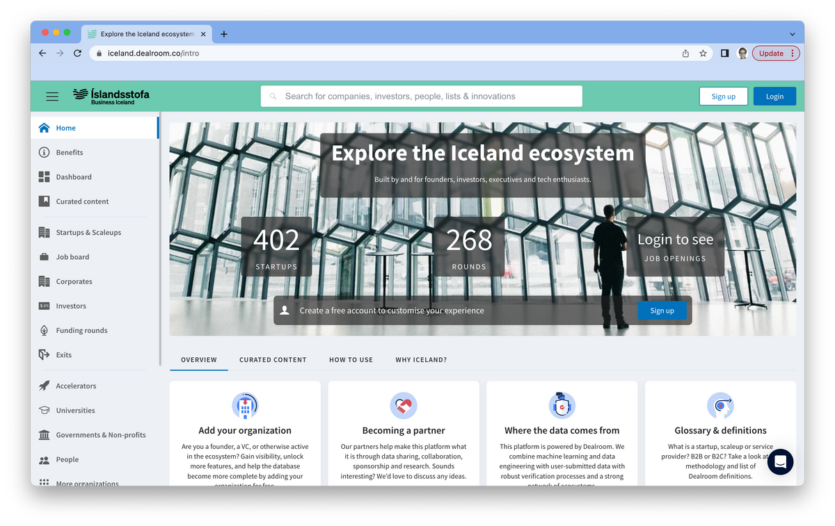 Business Iceland sets up Iceland ecosystem portal with Dealroom